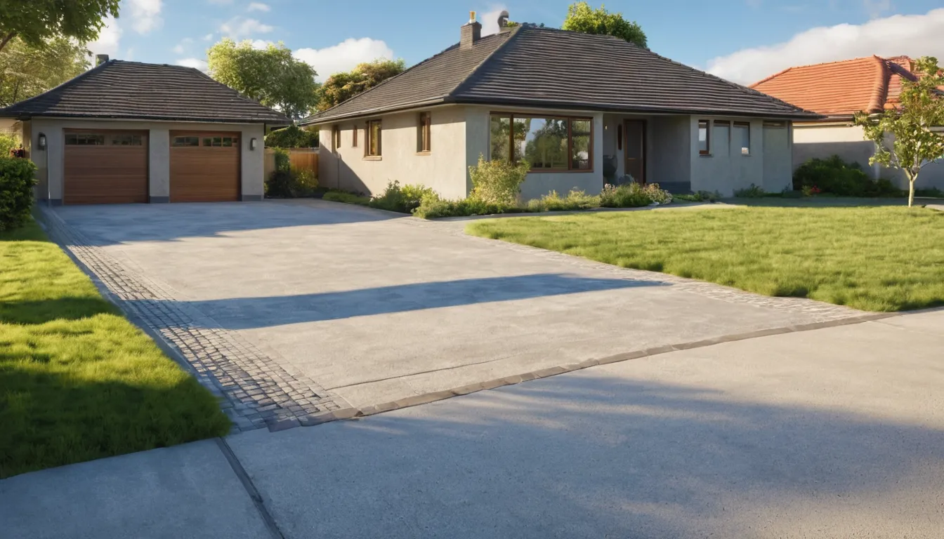 A newly poured concrete driveway in front of a bungalow in Gary